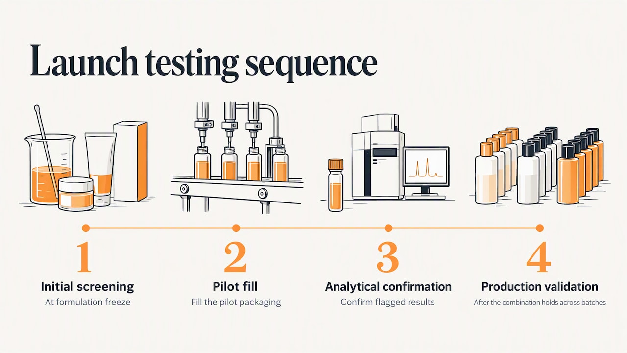 Four stages of cosmetic packaging compatibility testing