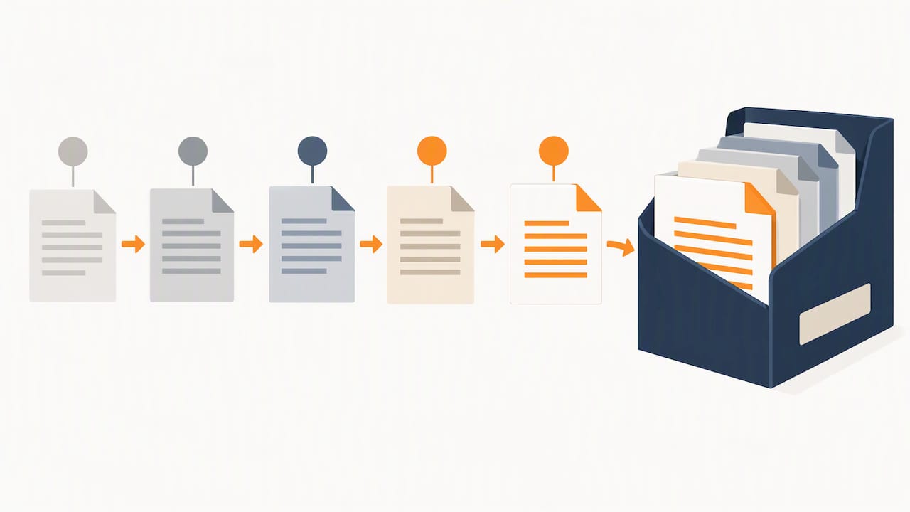 Document versions arranged in a clear revision trail