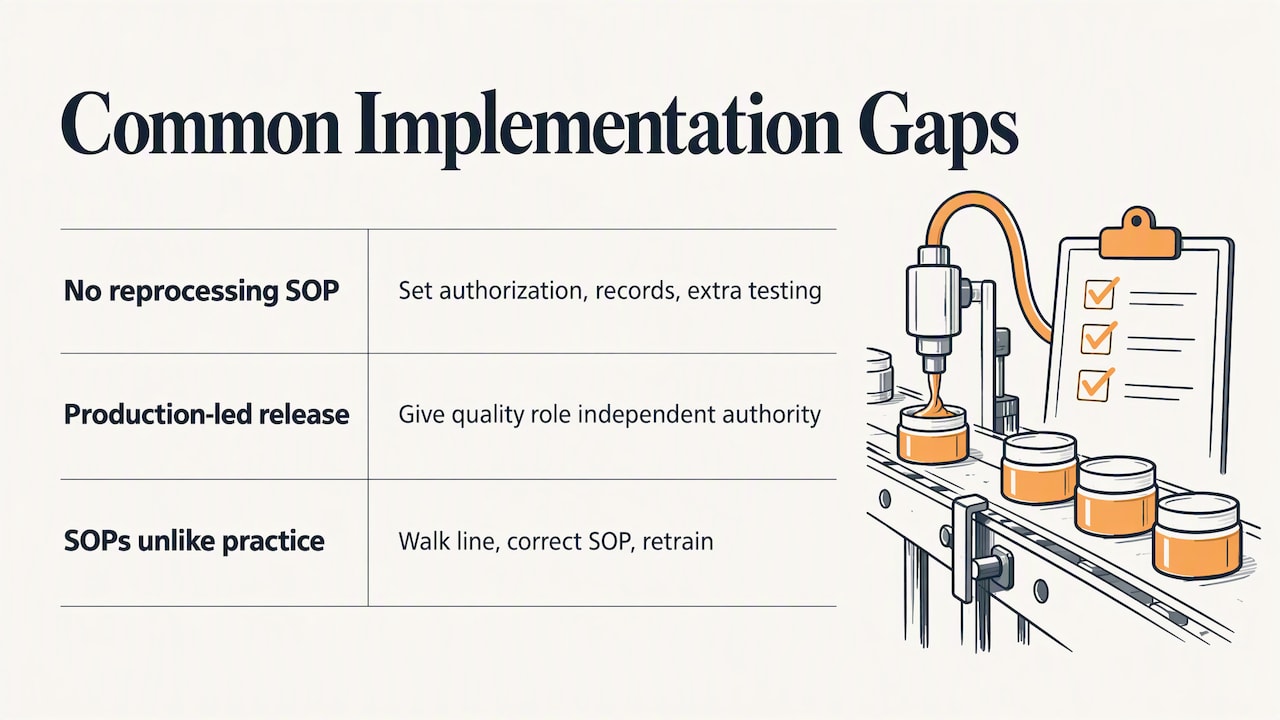 Three ISO 22716 gaps and corrective actions