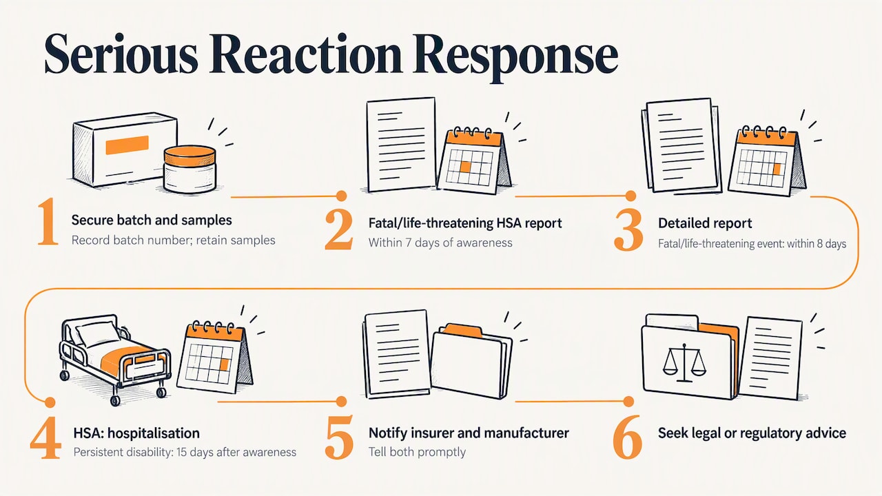 Reaction response steps and HSA reporting deadlines