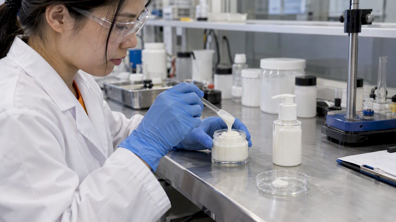 Cream samples in a jar and pump bottle
