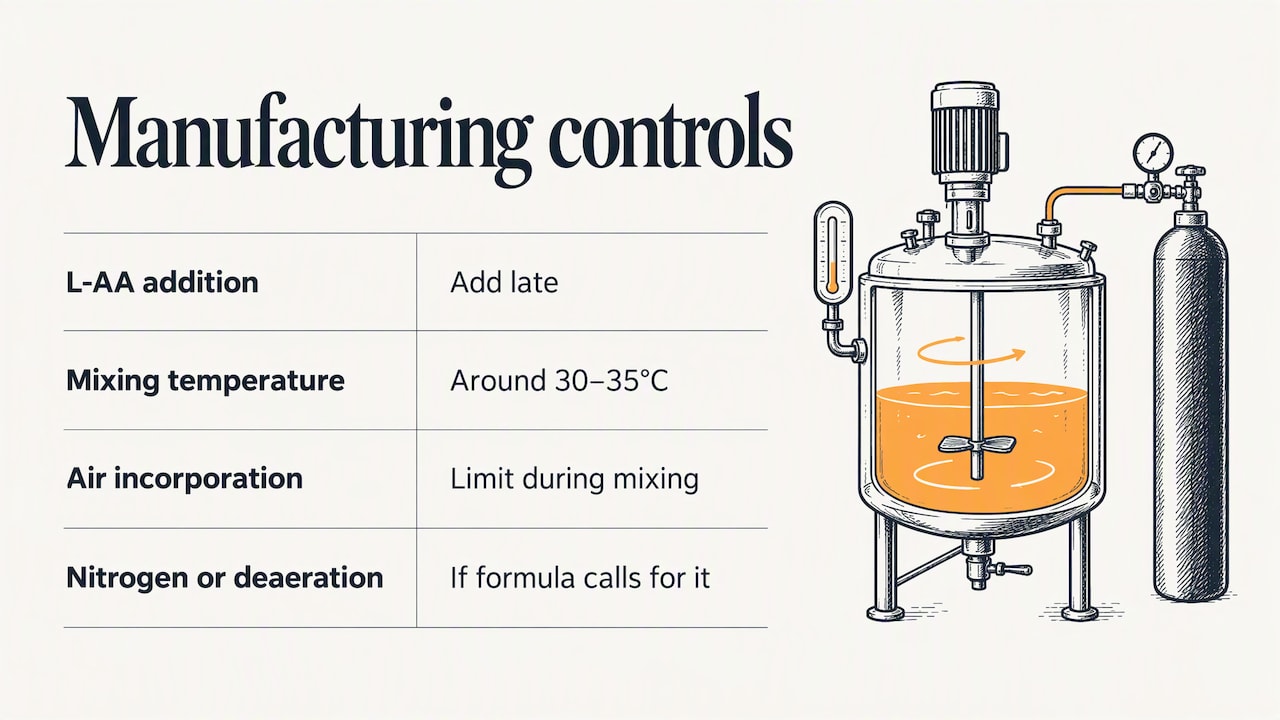 Key controls for manufacturing vitamin C serum